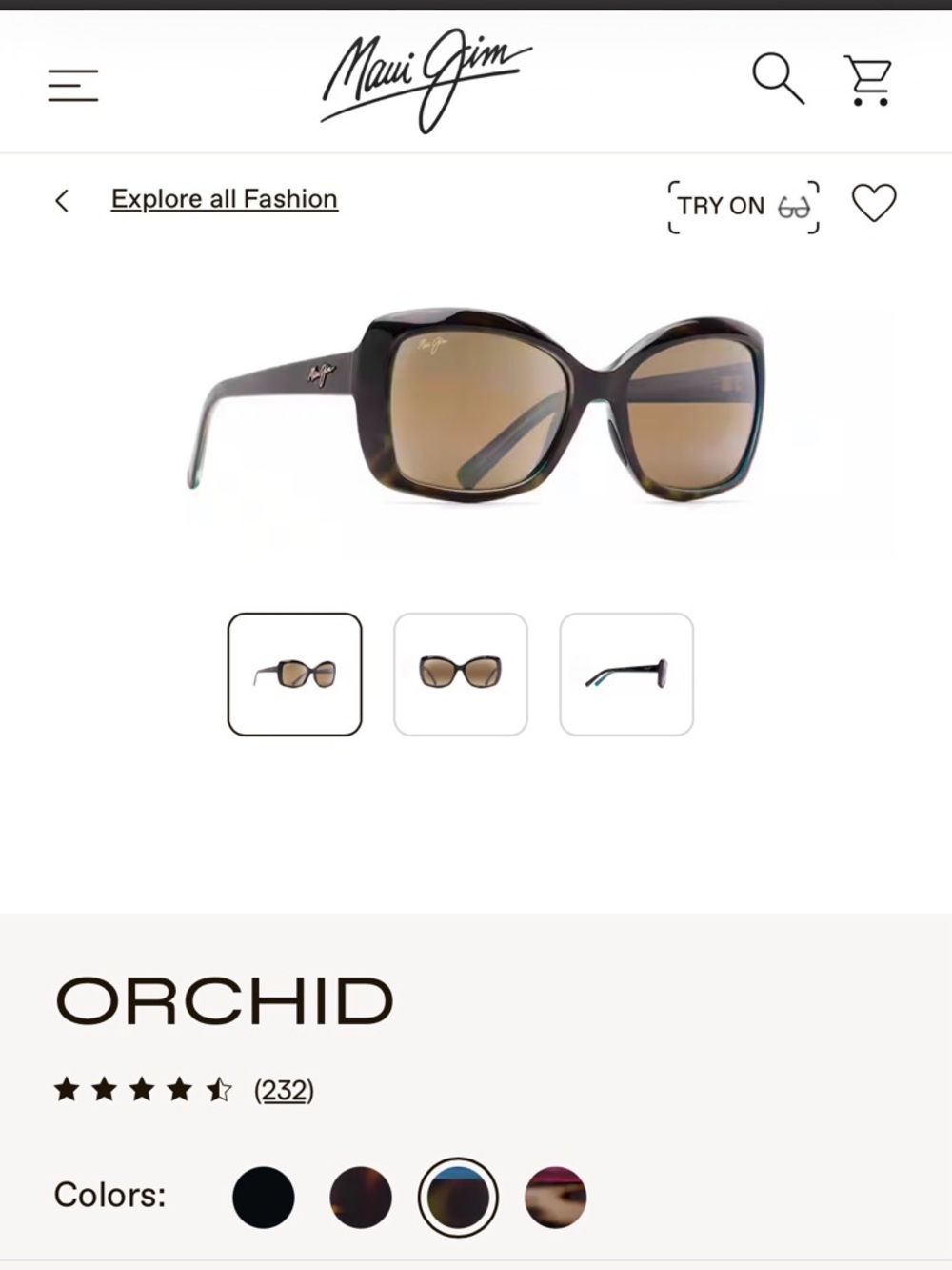 Maui Jim Women’s Orchid Polarized Sunglasses in Tortoise with Peacock - Picture 6 of 7